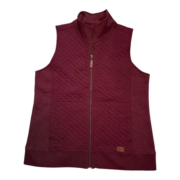 L.L.Bean Quilted Vest Full Zip Sleeveless Jacket Burgundy Layering Large Men's - Picture 1 of 8